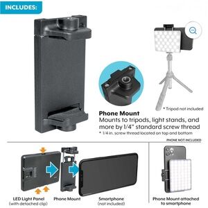 💡 NWT Selfie Light : Clip On USB-C Micro USB Remote Work Streaming Phone Black